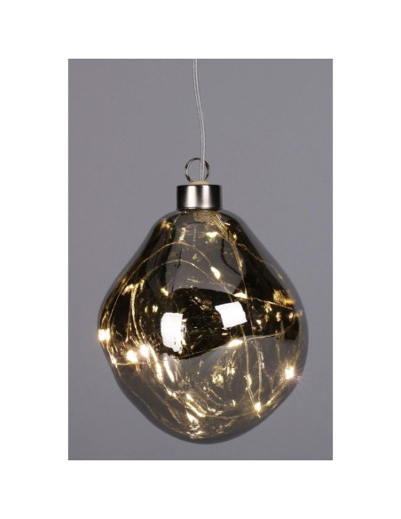 Bombka formówka szklana kropla led 10cm silver