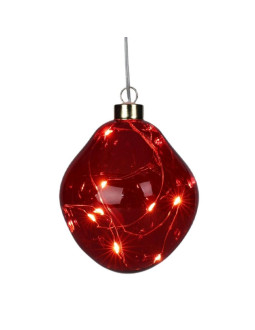 Bombka formówka szklana kropla led 10cm red