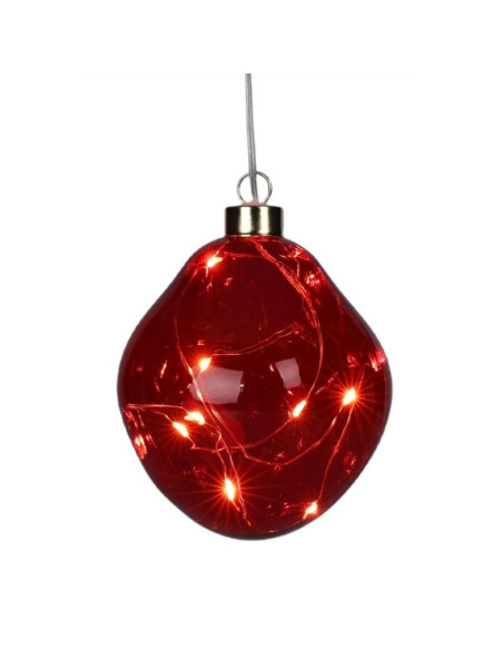 Bombka formówka szklana kropla led 10cm red