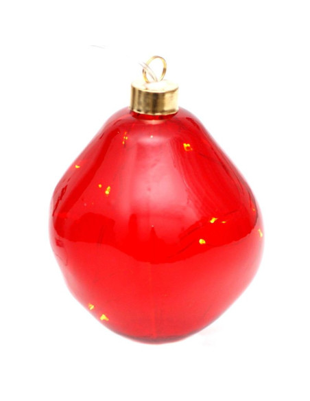 Bombka formówka szklana kropla led 10cm red