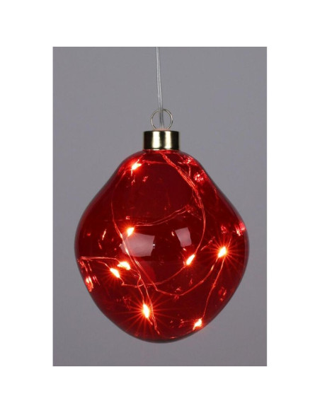 Bombka formówka szklana kropla led 10cm red