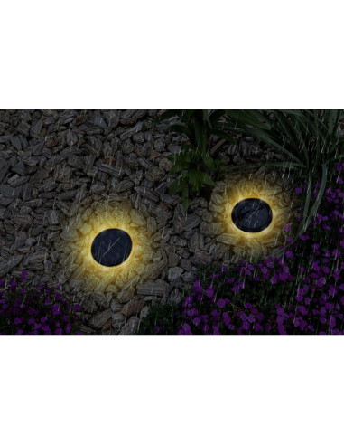 Lampy solarne dyskowe do wbicia w grunt lub montażu na ścianie 2szt