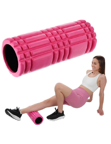 Wałek roller do ćwiczeń różowy 33x14,5cm 800g