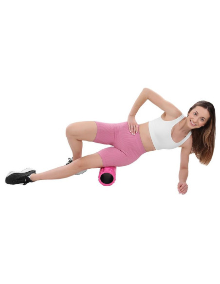 Wałek roller do ćwiczeń różowy 33x14,5cm 800g