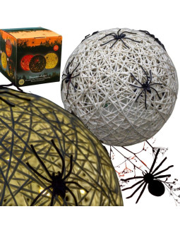Kula dekoracyjna lampka z pająkiem led 15cm halloween biała