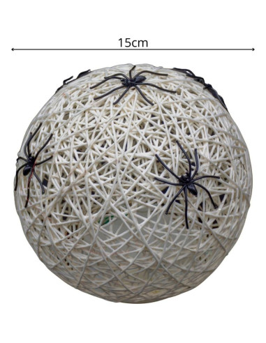 Kula dekoracyjna lampka z pająkiem led 15cm halloween biała