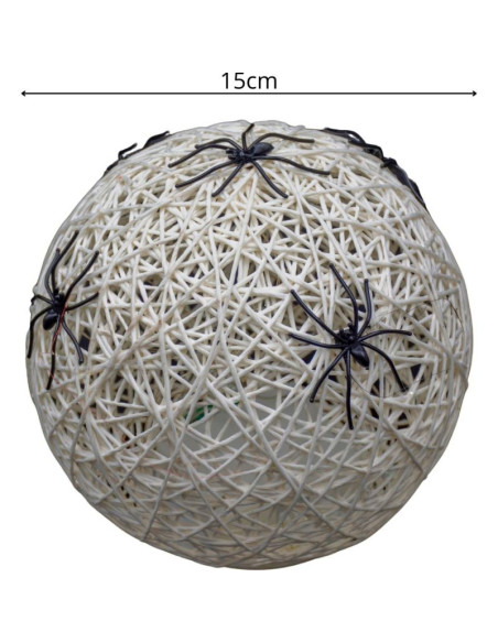 Kula dekoracyjna lampka z pająkiem led 15cm halloween biała