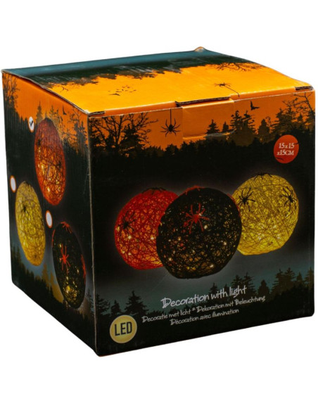 Kula dekoracyjna lampka z pająkiem led 15cm halloween biała