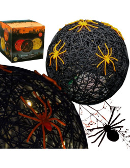 Kula dekoracyjna lampka z pająkiem led 15cm halloween czarny
