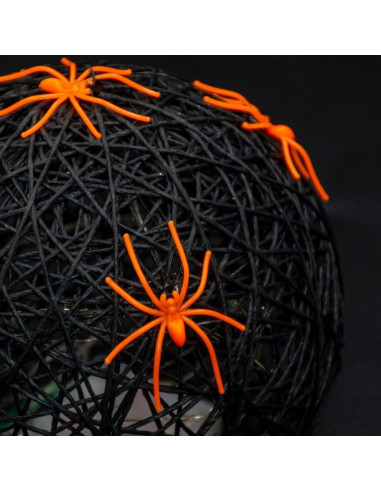 Kula dekoracyjna lampka z pająkiem led 15cm halloween czarny