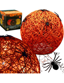 Kula dekoracyjna lampka z pająkiem led 15cm halloween pomarańczowy