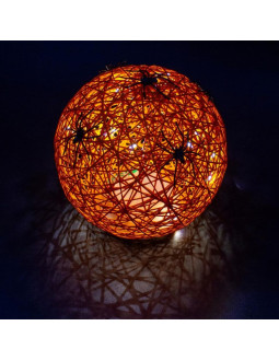 Kula dekoracyjna lampka z pająkiem led 15cm halloween pomarańczowy 2