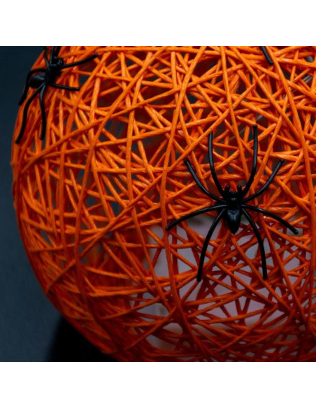 Kula dekoracyjna lampka z pająkiem led 15cm halloween pomarańczowy
