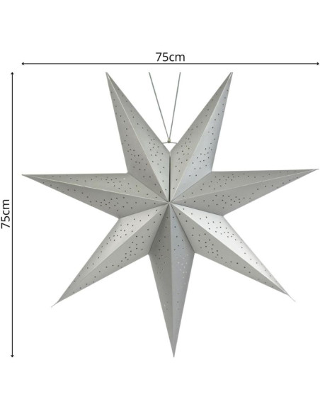 Gwiazda dekoracyjna wisząca papierowa 75cm srebrna