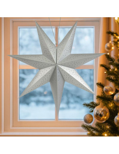 Gwiazda dekoracyjna wisząca papierowa 75cm srebrna
