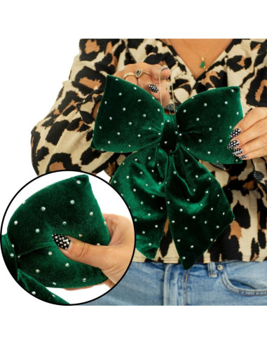 Kokarda dekoracyjna zielona 20x23 cm mica