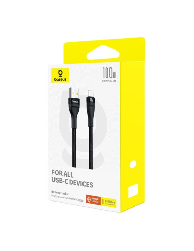 Kabel baseus flash 2 usb-usb c 100w 2m (czarny)