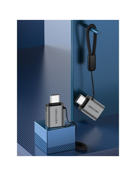Adapter otg usb 3.0 vention usb-c do usb-a szary ze stopu aluminium