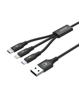 Unitek przewód usb 3in1charging (c,lightning,musb)