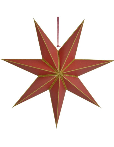 Gwiazda dekoracyjna wisząca papierowa fsc 14x45cm czerwona 7 ramion mica