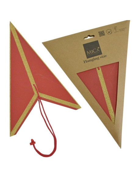 Gwiazda dekoracyjna wisząca papierowa fsc 14x45cm czerwona 7 ramion mica