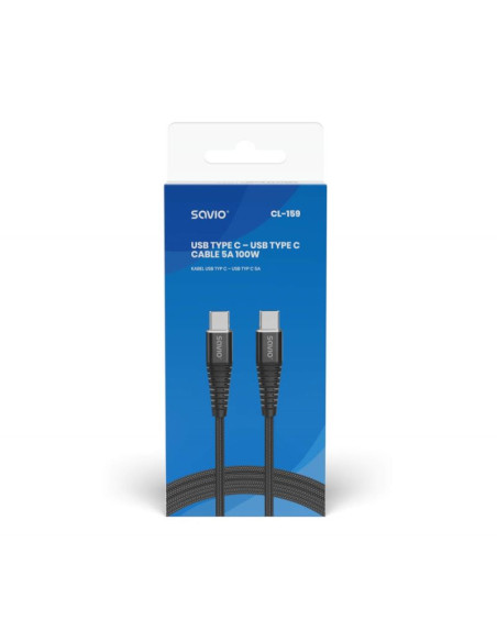 Savio kabel usb typ c - usb typ c 5a, 1m cl-159