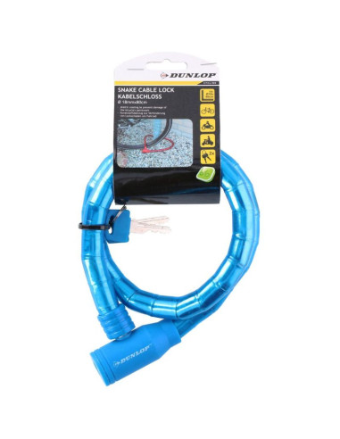 Zapięcie rowerowe spiralne na klucz wąż 18mmx80cm dunlop niebieskie