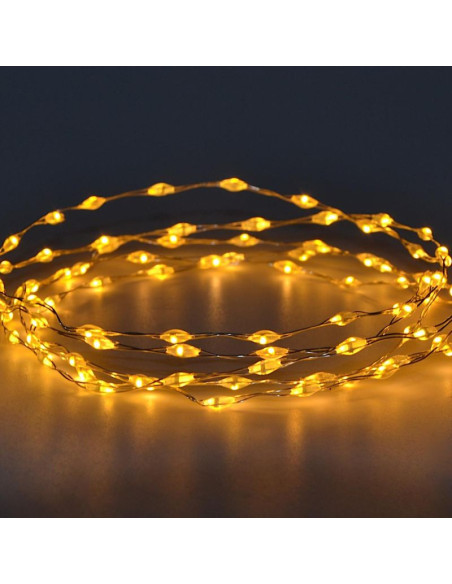 Lampki druciki na baterie girlanda 90 led ciepły biały flash luca