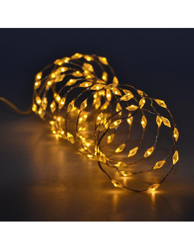 Lampki druciki na baterie girlanda 90 led ciepły biały flash luca