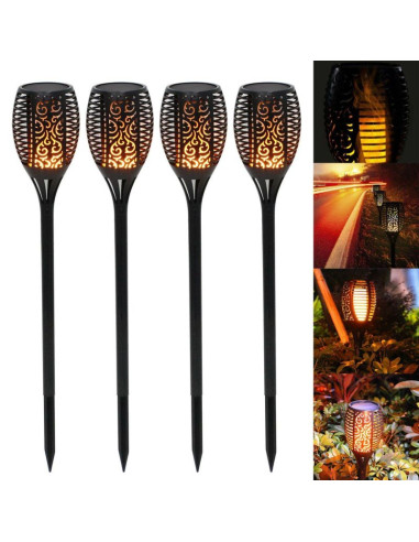 Lampa solarna pochodnia tańczące płomyki 10x10x79cm 36 led