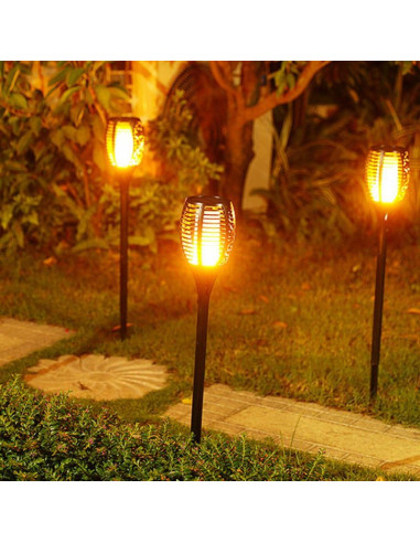 Lampa solarna pochodnia tańczące płomyki 10x10x79cm 36 led