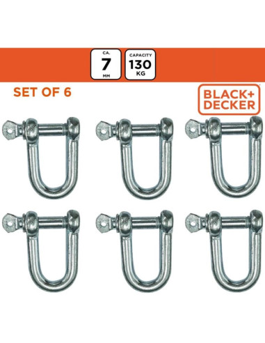 Szekla karabińczyk zakręcany stalowy 6szt black + decker