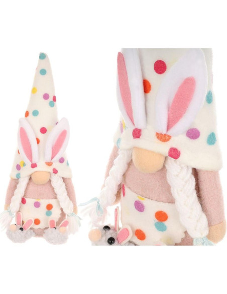 Skrzat gnom zajączek 25cm w groszki girl dekoracja wiosenna