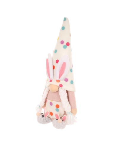 Skrzat gnom zajączek 25cm w groszki girl dekoracja wiosenna