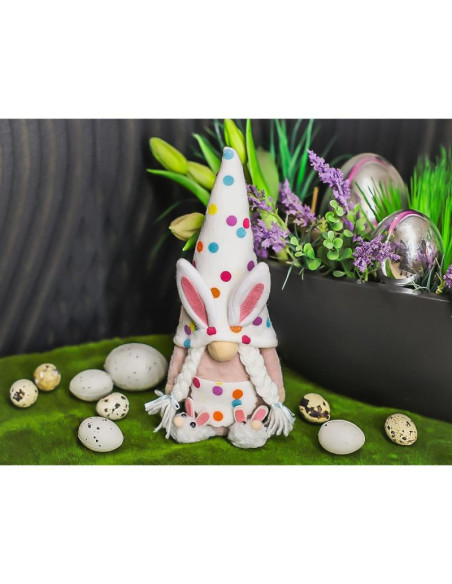 Skrzat gnom zajączek 25cm w groszki girl dekoracja wiosenna