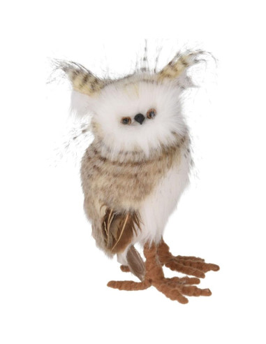 Sowa dekoracyjna stojaca prawa 17cm brąz