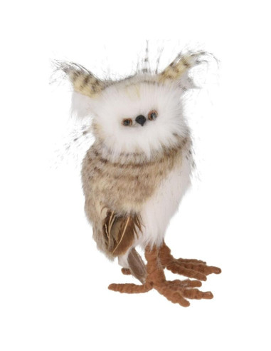 Sowa dekoracyjna stojaca prawa 17cm brąz