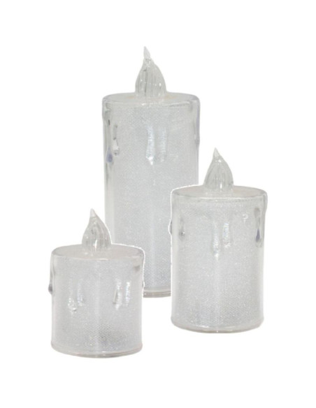 Świeca dekoracyjna 3 szt transparenta ciepły biały 1 led
