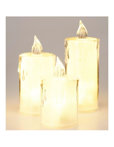 Świeca dekoracyjna 3 szt transparenta ciepły biały 1 led