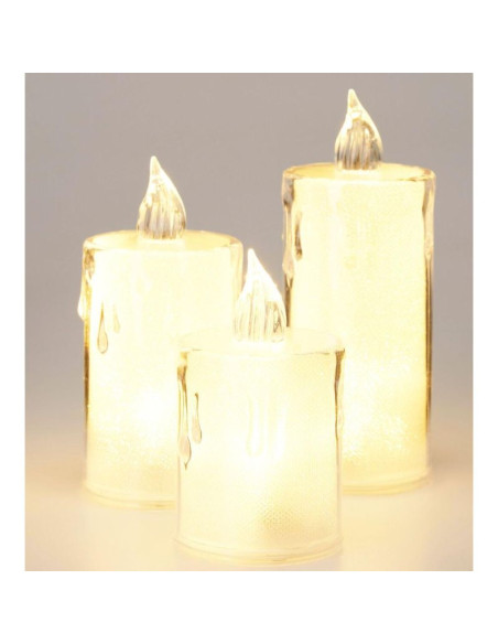 Świeca dekoracyjna 3 szt transparenta ciepły biały 1 led