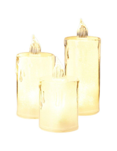 Świeca dekoracyjna 3 szt transparenta ciepły biały 1 led