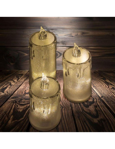 Świeca dekoracyjna 3 szt transparenta ciepły biały 1 led