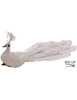 Paw dekoracyjny na klipie bombka biały