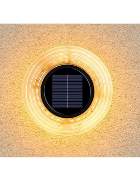 Lampa solarna dyskowa 28 led do wbicia w grunt lub montażu na ścianie