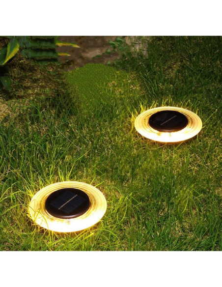 Lampa solarna dyskowa 28 led do wbicia w grunt lub montażu na ścianie