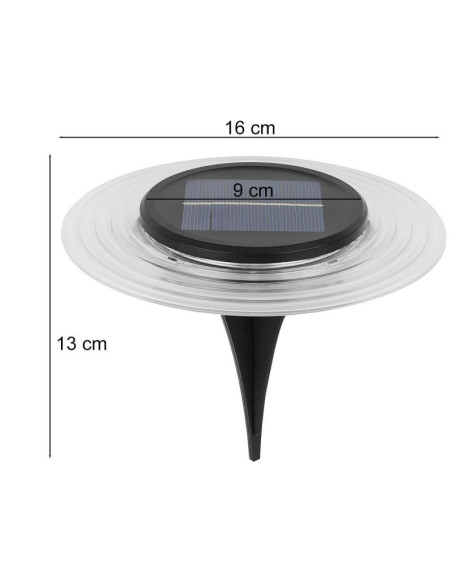 Lampa solarna dyskowa 28 led do wbicia w grunt lub montażu na ścianie