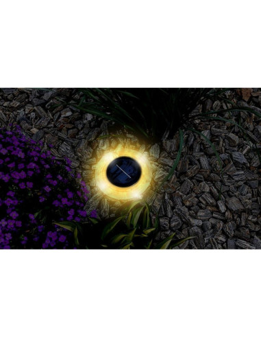 Lampa solarna dyskowa 28 led do wbicia w grunt lub montażu na ścianie