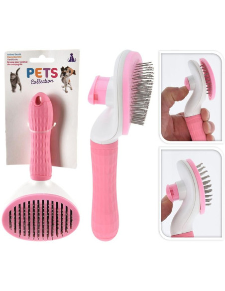 Szczotka dla psa i kota samoczyszcząca różowa