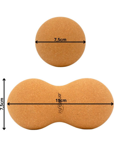 Podwójna piłeczka do masażu korkowa 7.5x15cm enero fit