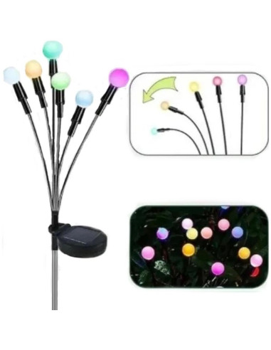 Lampa solarna tańczące na wietrze kuleczki kolorowe 6 led 72cm